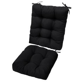 Rocking Chair Cushion 2 Pieces Back Seat Sets with Non-Slip Ties Polyester Fiber Filling 
Comfortable for Indoor Home Office Car (Option: Black)